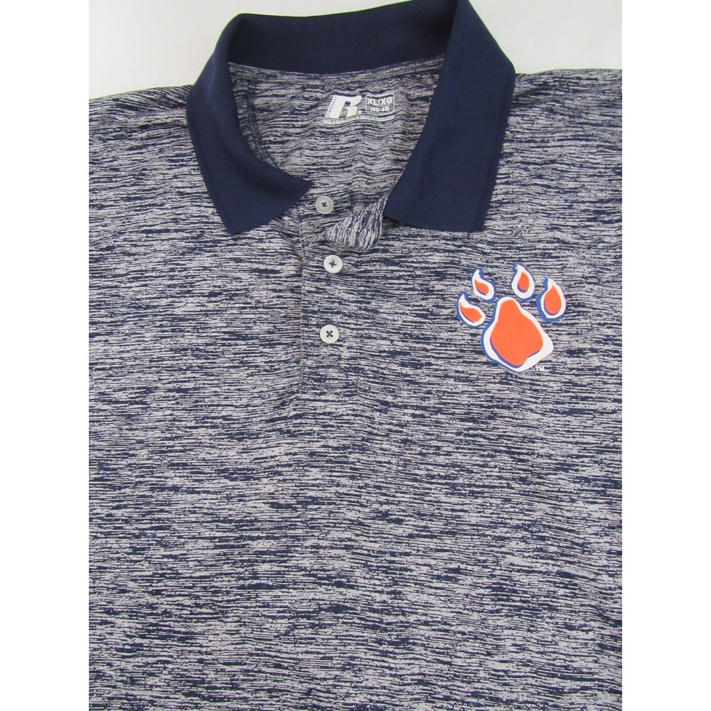 Russell‎ Clemson University Tigers Tiger Paw Blue Polo Shirt XL Moisture Fit